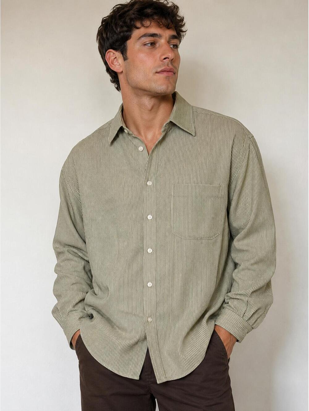 Reaction Kenneth Cole Men’s Long Sleeve Striped Button Down Shirt XL 17 34-35